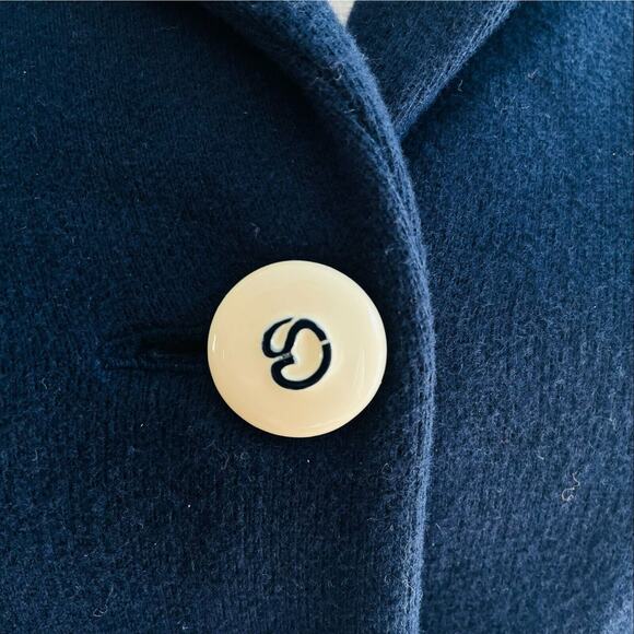 St. John Sport Blazer Jacket Notched Collar Navy Blue Embroider Long Sleeve M - Picture 5 of 9